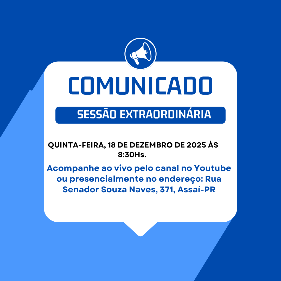 Comunicado de Sessão Extraordinária - 18/12/2025