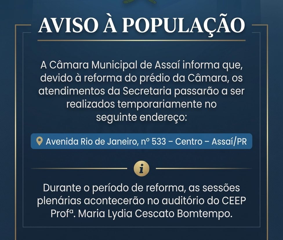 Aviso - Mudança temporária